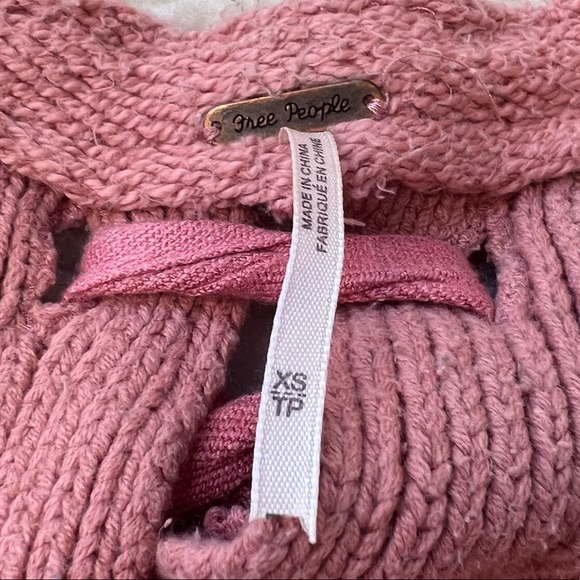 Free People | Maybe Baby Mauve Waffle Knit Bell Sleeve Lace Up Sweater - Picture 8 of 12